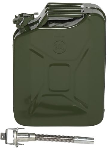 20L 0.6mm Fuel Oil Petrol Diesel Storage Can with British Style Pour Tube Army Green