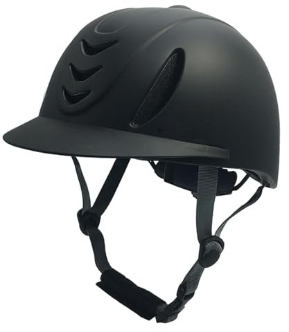 Sharplace Reithelm Schutz für Kinder, Kinderhelm, Reitkappe verstellbar für Mädchen & Jungen, belüfteter Reithelm zum Reiten, Radfahren, Skifahren, 47-50cm, Voll Schwarz