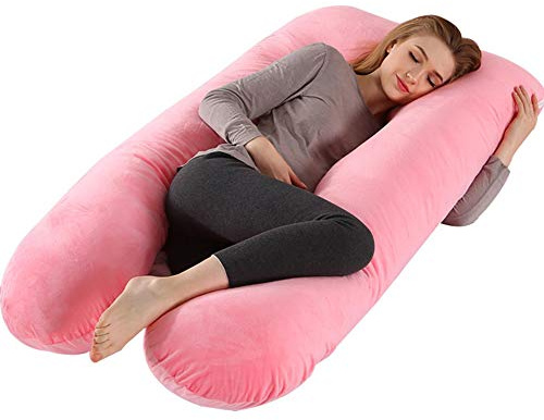 NSTVVEE Cuscino Rosa per maternità per Future Mamme con Fodera in Fresco Jersey - Cuscino di Supporto per la Gravidanza