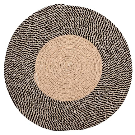 Tappeto in iuta tessuto a mano, reversibile, stile retrò, stile nordico, rotondo, per camera da letto, soggiorno, sala da pranzo, corridoio (45 cm)