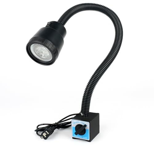 Magnetic Work Light, 9W Machine Lights, 1000 Lumens Flexible Work Lamp for Lathe Milling Machine Drill Press, Industrial Lighting with 6T Mgagnetic Base