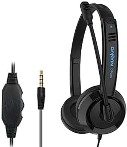 Computer Headset with Microphone, 3.5mm PC Headsets with Microphone Noise Cancelling Mic & Audio Controls for Mobile Phone Laptop PC, Wired Stereo Computer Headphone for Home/Office/Call Center/Online