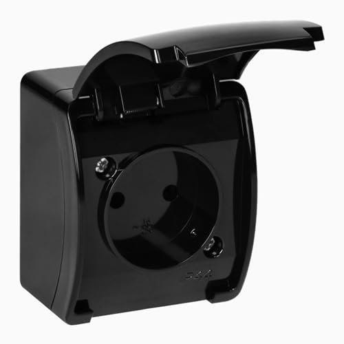 Prise murale individuelle IP44 - Montage en saillie - Noir - 230 V