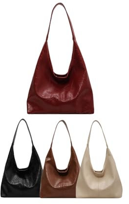 ILESTDG Scarlett Distressed Leather Tote,Retro Casual Bag/Crossbody Bag,GepräGte Lederhandtasche (Rot)