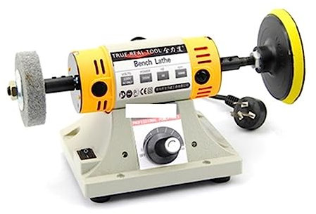 Esmeriladora de Banco, Máquina pulidora de piedra de 350W, máquina de torno de Banco de joyería de Jade for carpintería DIY, máquina de corte de Jade, amoladora, para moler, pulir y taladrar(Intellig