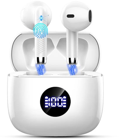 Wireless Earbuds, Bluetooth Headphones 5.4 HiFi Stereo, in Ear Earphones with ENC Noise Cancelling Mics, 40H Playback Bluetooth Earbuds with Mini Case, IP7 Waterproof Ear Buds with LED Display, USB C