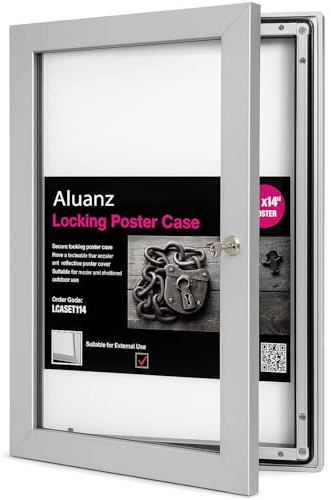 Aluanz Schaukasten Außen, Abschließbar, DIN A2 | Infokasten Wetterfest, Infobox, Plakatschaukasten für Büros, Campingplätze, Hotels, Restaurants, Sportvereine, Wand-Montage