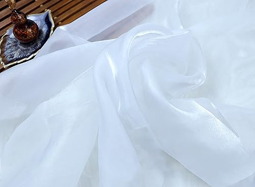 Blausky Tessuto in organza per cucito, 150 cm x 1 m, lucido, tessuto in organza, al metro, in tulle, trasparente, tessuto decorativo in tulle per tende, runner da tavolo, sfogliatura della sedia