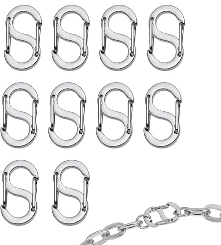 JAXICREY 10 Stück Karabiner Mini,S Karabiner Klein Edelstahl Verschluss Verbindungsstück Silbrig Mini