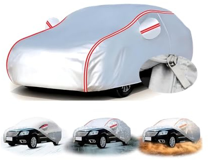 Car Covers for Jaguar XF,4-Season Car Cover-Waterproof+Dustproof+UV Protection,Heat Resistant&Acid Rain Proof with Reflective Strips&Storage Pouch