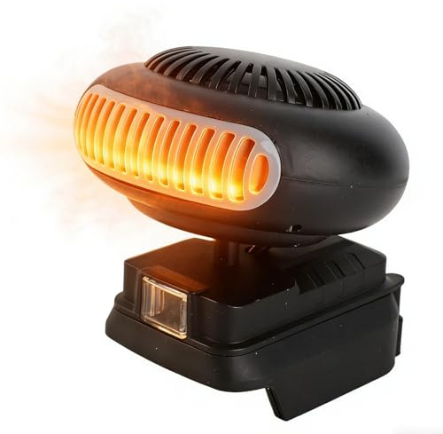 Cuifati Kleine Raumheizung, 170 W Tragbare Batteriebetriebene Heizung mit 2 Gangeinstellungen, 18 V Elektrischer Heizlüfter für BL1815 BL1820 BL1530 BL1840 BL1850 BL1860
