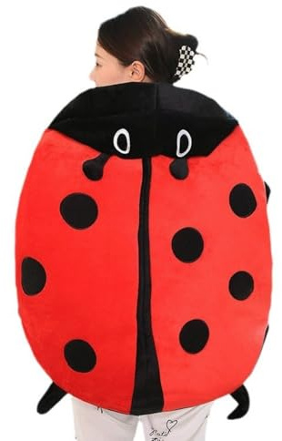 OUKEYI Wearable Ladybug Pillow, Cute Warm Sleeping Ladybug Pillow With Plush Removable Ladybug for Children and Adults Release Stress (100cm)
