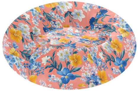Hundebett, Donut-Kuschelbett, flauschig, orthopädisches Hundebett für extra kleine Größe, Haustierbedarf, M, Blumen, Hyazinthen, Pfingstrose, Irisrosa