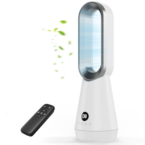AICPAN Rotorloser Ventilator leise - 56 cm Turmventilator mit Fernbedienung, 8 Geschwindigkeiten, 9-Stunden-Timer, LED-Display, für Schlafzimmer, Büro, Zuhause