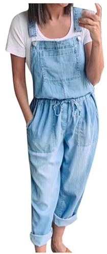 RYTEJFES Salopette Femme Ete Fluide Jean Pantalons Jardinage Jeans Slim Ample Salopettes Combishort Sarouel Combinaison Été Large Jumpsuit Chic Vêtement Droit