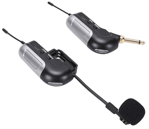 Zhjvihx Drahtloses UHF-Akkordeonmikrofon, HD-Sound, 30 M, 6-Stunden- mit Empfänger, Flötenmikrofon-Instrument, Kabelloses Mikrofon-Tonabnehmer-Empfänger-Sendersystem für