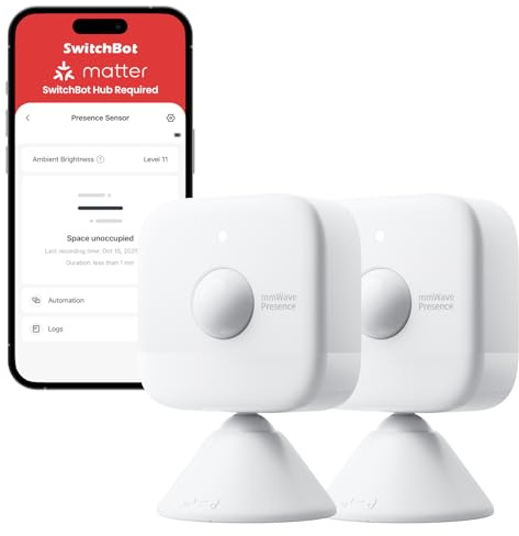 SwitchBot 2-pack mmWave närvarodetektor, rörelsesensor med batteri