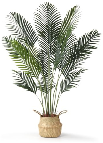 MIHUAGE 4.7FT Artificial Areca Palm Tree - Lifelike Tree for Home Decor, Ramadan & Modern Home Decor, Indoor/Outdoor & Office Use, Perfect Housewarming Gift
