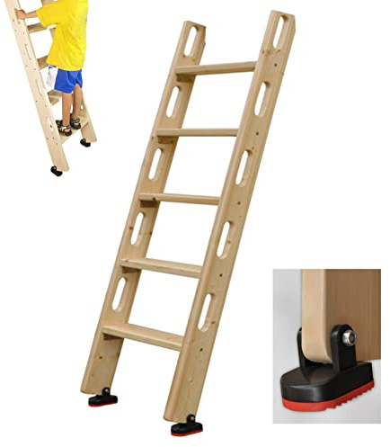 Scala per Letto a Castello, Scala in Legno per Letto a Castello, Scala per Letto a Castello Lunga 100/125/150 cm per Camper con Base, per roulotte (Dimensioni: 5 gradini 150 cm/59 Pollici)