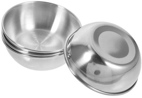 DRESSOOS 4pezzi Ciotole in Acciaio Inox per Salse e Spezie Piattini Tondi per Antipasti e Snack Design Basso per Mescolatura Uniforme per Cucina Casa e Ristoranti