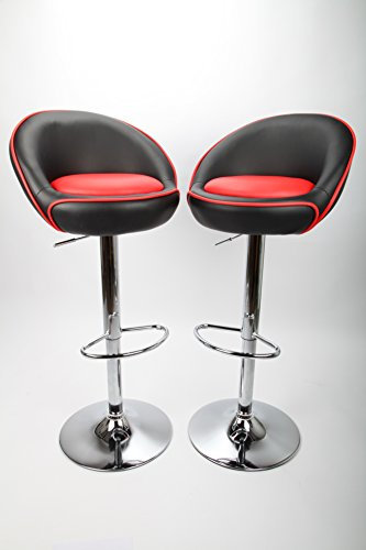 Barhocker Barstuhl Designstuhl Barsessel 2 Stück schwarz rot chrom point-home