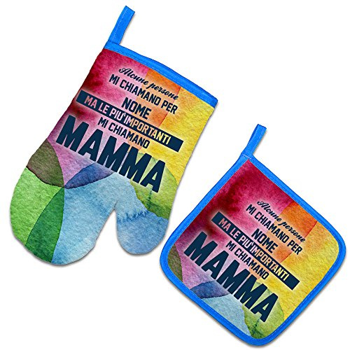Babloo Set da Cucina Guanto da Forno e Presina Festa della Mamma Le Persone Piu' Importanti Mi Chiamano Mamma Guanto + PRESINA