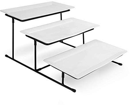 3 Tier Serving Platter Set | Three Tiered Serving Trays | Kitchen Food Display | Dessert & Cake Presentation Stand | Party Food Tray Set | M&W