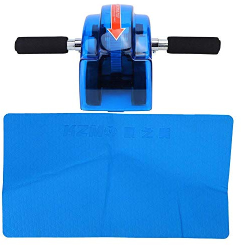 Ab Four Roller Wheel Bauchmuskeltrainer Heim-Fitnessgerät mit Ausrüstung(Blau)