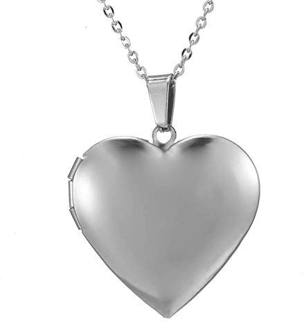 PAURO Kvinnors rostfritt stål kärlek hjärta medaljong halsband e rostfritt stål, colore: Silver, Large, cod. D31220201118W6