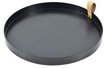 Verve Jelly Runde ABS Obstgericht Multifunktionales Ablage Tablett, rutschfeste Oberfläche, Niedrig Rand, Kellnertablett für Café, Bar, Restaurant, Ø 26 cm, schwarz