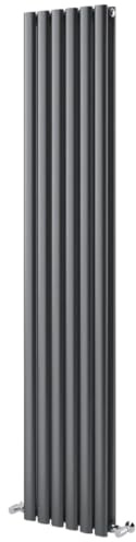 Go Bathrooms Vertical Radiator 1800 x 350mm Grey Oval Double Column Panel Central Heating Bathroom Radiator Grey Vertical Kitchen Heater