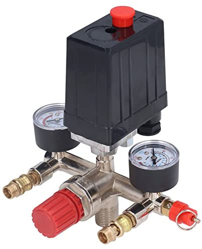 Air Compressor Pressure Valve Kit, Adjustable Air Compressor Regulator Air Compressor Pressure Switch Vertical Switch Manifold Regulator 90‑120PSI AC 240V/380V