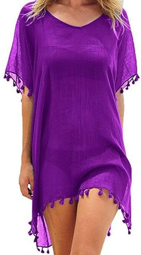 Qianderer Women Cover Ups Beachwear Crochet Hollow Out Beach Dress Summer Bikini Swimsuit Cover Up Bathing Suit