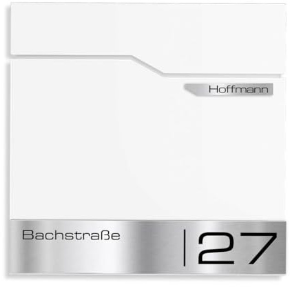 Metzler Design Briefkasten Thobe - inkl. V2A Edelstahl-Namensschild - Wandbriefkasten in Verkehrsweiß RAL 9016 - Postkasten inkl. Zeitungsfach - Größe: 37 x 37 x 10,5 cm