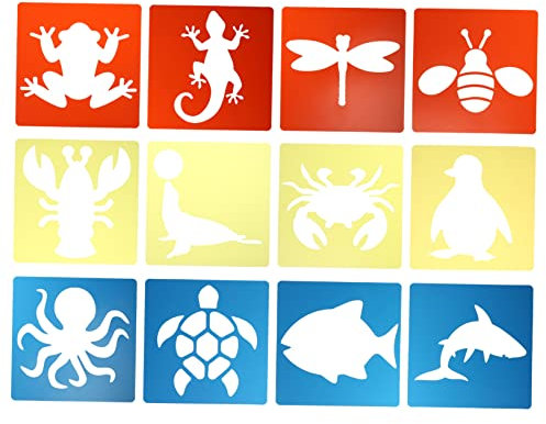 VILLFUL 12stücke Wiederverwendbare Kunststoff-schablonen Für Junge Mädchen Set Mit Bunten Tiermotiven Für Zeichnen Und Malen Fördert Die Kreativität Und Spaß