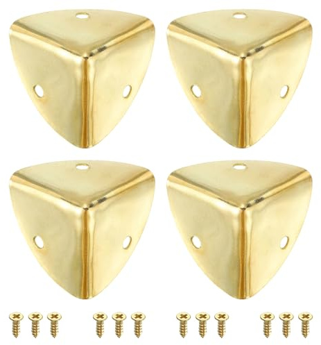 QUARKZMAN 4pz Protezioni Angolari Decorativa, 40mm Protezione per Bordi in Metallo, Paraspigoli Protezione Angoli Mobili con Viti, Oro