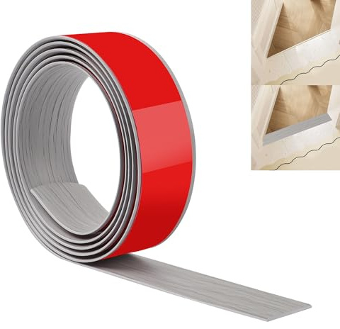 JUNART 200cm×4cm Bodenübergangsstreifen, Selbstklebende PVC-Bodenabdeckungsstreifen, Bodentür-Trennstreifen zum Verbinden von Bodenlücken, Teppich, Fliesen(Neue graue Holzmaserung)
