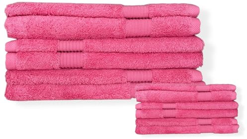 Buccia di Mela Set 6 Asciugamani in Cotone 600 g/m² - 3 Viso 55x100 + 3 Ospite 40x60 - Spugna Morbida e Assorbente (Rosa)