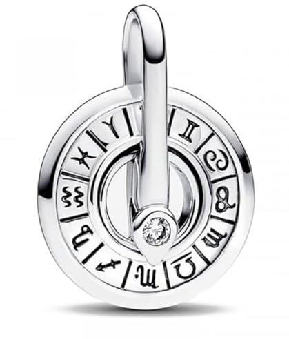12 Signs of the Zodiac Wheel Medallion Pendant Charm 925 Silver Charm
