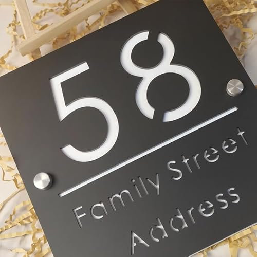 Numeri Civici Cavi In ​​acrilico 3D Moderni Personalizzati, Targhetta Con Indirizzo Galleggiante Con Nomi Numerici Personalizzati - Elegante Targhetta For Porta Decorativa For Esterni(M:25x25 cm)
