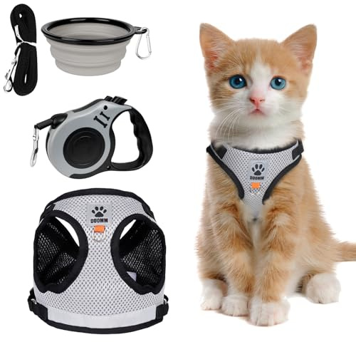 Imbracatura per gatti, con guinzaglio, a prova di rottura, adatta per gatti e cani di piccola e media taglia, viene fornita con un guinzaglio da 5 metri (taglia M)