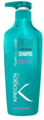 Kreogen Biotin stärkande schampo 800 ml - volymgivande och stärkande vård - mandelglyerider och kokosnöt - för fint och ömtåligt hår - återfuktning, styrka och motståndskraft