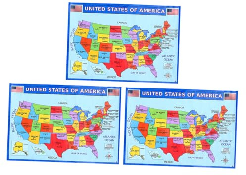 NIYANGLE 3 pezzi Poster Mappa degli Stati Uniti per Cameretta Ragazzi e Ragazze Decorazione Parete Resistente allo Sbiadimento Mappa Geografica Educativa con Stati e Città per Aula e Casa