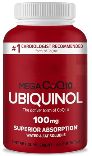 Mega CoQ10 Ubiequinol 100mg Softgels, Supperior Absorption, Dietary Supplement - 60 Count
