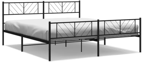 XHNIFBN Metallbett Schwarz 180x200 cm, pulverbeschichtet, 207x187x90 cm, 26 cm Stauraum, stabil