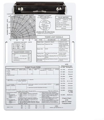Genouillère aéronautique en aluminium pour pilotes | Porte-bloc de pilote IFR VFR avec clip en métal et sangle élastique | Bloc-notes de vol pour l'enregistrement des données | Graphiques et
