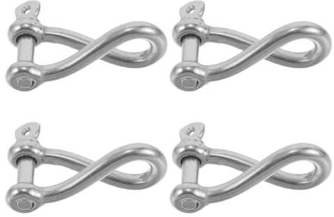 SHINEOFI 4 Pièces Manille Torsadée en Acier Inoxydable Argenté pour Bateau et Quai, Chape d'ancrage Robuste Installation Facile, pour Voile et Fixation