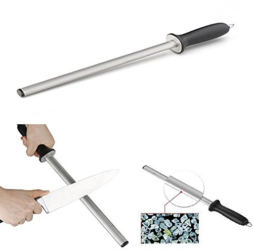 Itian 43 CM Fucile da affilatura per coltelli, affilacoltelli, fucile da affilatura professionale ovale, fucili da cucina a coltelli diamantati per coltelli da cucina e macelleria