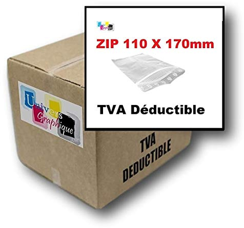 lot de 1000 Sachets 110 x 170 mm fermeture zip Transparent. Sachet fermeture zip 11 x 17 cm 50u sac plastique compatible alimentaire et congélation de marque UNIVERS GRAPHIQUE REF UGZ11170