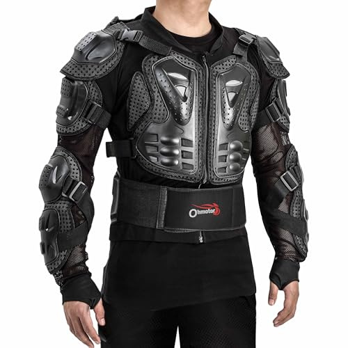 OHMOTOR Motorcycle Body Protective Jacket Armor Men, Motocross Riding Protective Gear,ATV Dirt Bike Chest Spine Protector (as1, Alpha, l, Regular, Regular, Black)